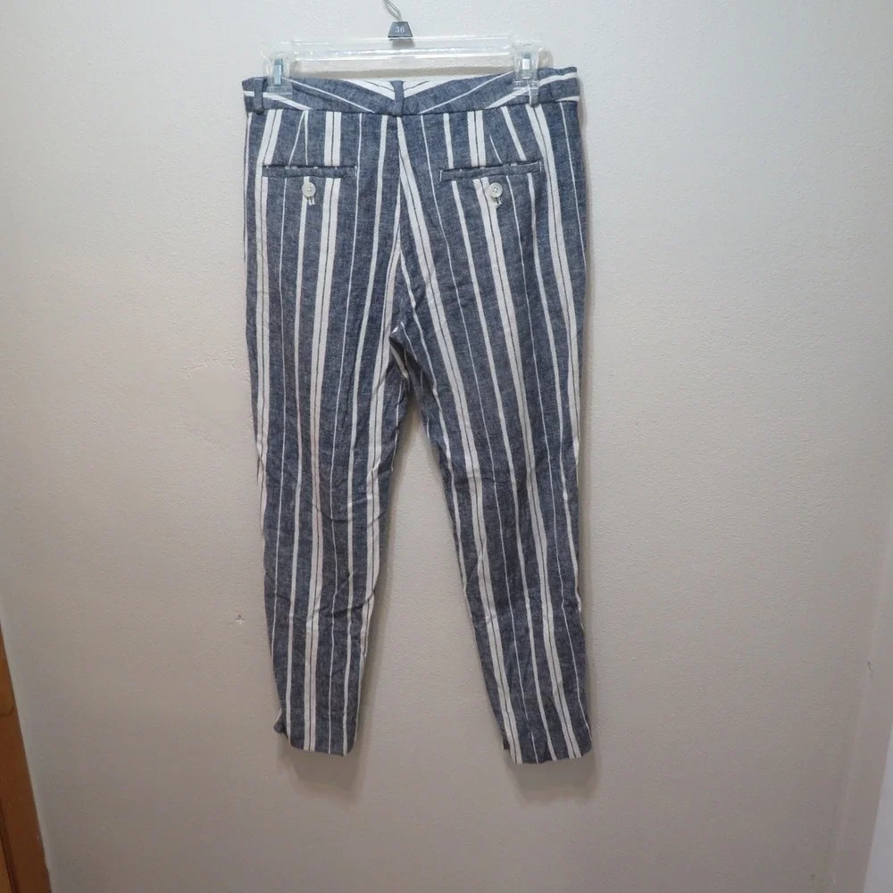 Banana Republic Womens Blue White Striped Linen Blend Tapered Pants Size 4